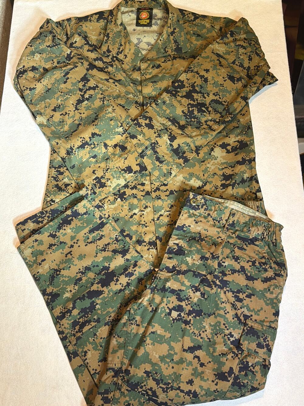 USMC MARPAT Woodland Camouflage Utility Set Jacket Med-Reg Trousers Large-Short